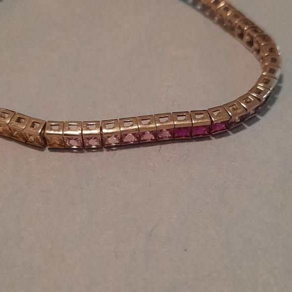 Sterling Silver multi color CZ tennis bracelet - Picture 3 of 6